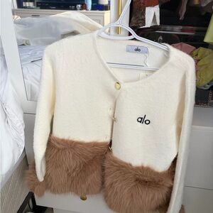 ALO Yoga Women's White and Brown Cardigan